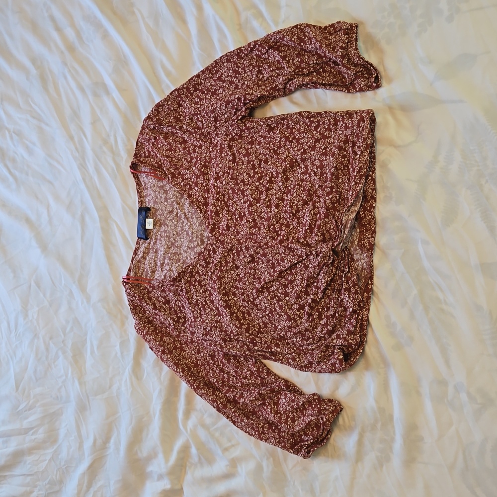 Blue Rain cropped top Cottagecore Boho Ditsy Floral